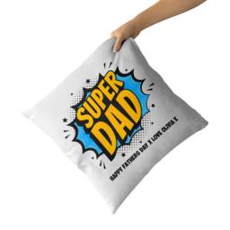 Personalised Dad Cushion, Super Dad, Father's Day Gift, Custom Name & Message, Superhero Gift For - thumbnail 1