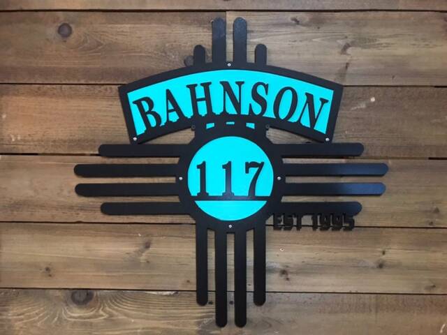 Zia Metal House Sign - Personalized Wall Art New Mexico Gifts Double Layer Sun Southwestern - image 1