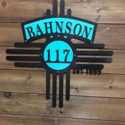 Zia Metal House Sign - Personalized Wall Art New Mexico Gifts Double Layer Sun Southwestern - thumbnail 2