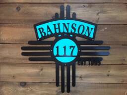Zia Metal House Sign - Personalized Wall Art New Mexico Gifts Double Layer Sun Southwestern - thumbnail 1