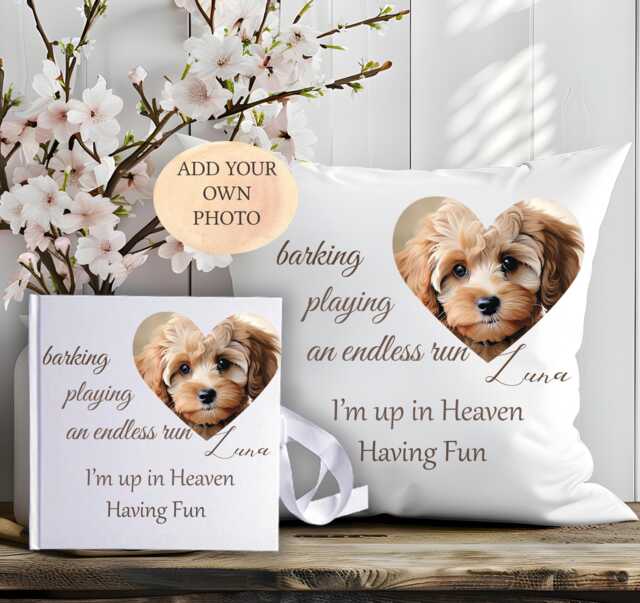 Personalized With Your Photo Dog Memorial Cushion Pet Loss Keepsake Pillow Scrap Book - image 1