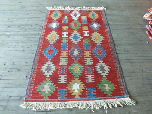 Kilim Rug, Tribal Kilim, Turkish Red Handmade Decorative Home Office Small Vegetable Dye Rug - image 1