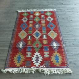 Kilim Rug, Tribal Kilim, Turkish Red Handmade Decorative Home Office Small Vegetable Dye Rug - thumbnail 4