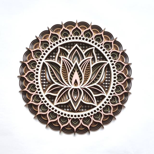 Lotus Flower 3D Wall Art Laser Cut Mandala Plaque Geometric Ornament Home Decoration Gift - image 1