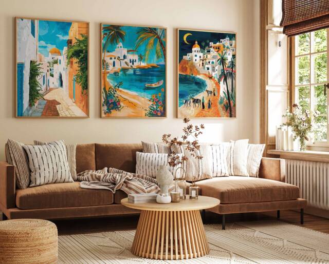 Set Of 3 Tunisia Travel Posters, Prints, Islamic Art, Arabic Wall Decor, North African Decor - image 1
