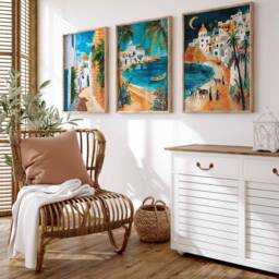 Set Of 3 Tunisia Travel Posters, Prints, Islamic Art, Arabic Wall Decor, North African Decor - thumbnail 3