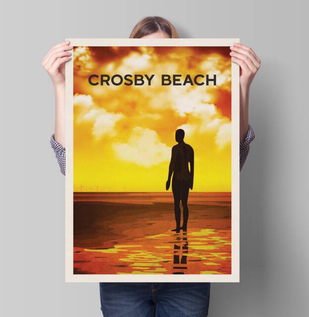 Crosby Beach Travel Poster, Minimalist Wall Art, Print, Merseyside, Crosby, Liverpool - image 1