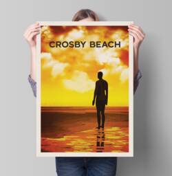 Crosby Beach Travel Poster, Minimalist Wall Art, Print, Merseyside, Crosby, Liverpool - thumbnail 1