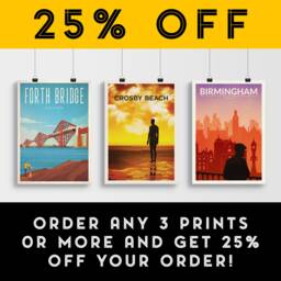 Crosby Beach Travel Poster, Minimalist Wall Art, Print, Merseyside, Crosby, Liverpool - thumbnail 2