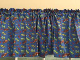 Beep Cars, Trains & Trucks Valance ~ 42 Inches Wide - thumbnail 1