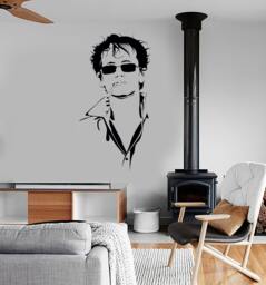 Wall Vinyl Handsome Guy in Glasses Dark Haired Cool Decal Mural Art 1636Dz