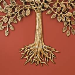 Luxury Brass Tree Of Life Wall Hanging - Large Handcrafted Indian Home Decor Intricate Design With Roots Housewarming Gift &art Piece - thumbnail 3