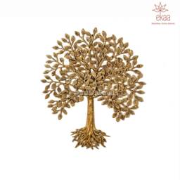 Luxury Brass Tree Of Life Wall Hanging - Large Handcrafted Indian Home Decor Intricate Design With Roots Housewarming Gift &art Piece - thumbnail 4