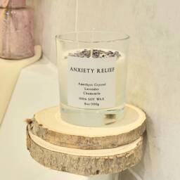 Anxiety Relief Crystal Amethyst Candle Crystal Quartz 8Oz Vegan Cruelty Free Soy Positive Vibes Lavender Healing - thumbnail 3
