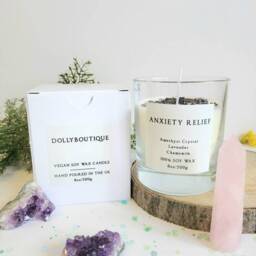 Anxiety Relief Crystal Amethyst Candle Crystal Quartz 8Oz Vegan Cruelty Free Soy Positive Vibes Lavender Healing - thumbnail 2