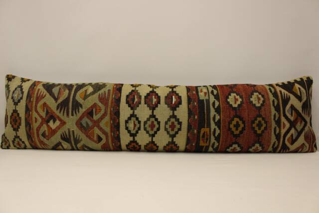 King Kilim Lumbar Pillow Cover, Vintage Wool, 12x48 - image 1