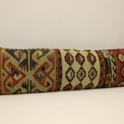 King Kilim Lumbar Pillow Cover, Vintage Wool, 12x48 - thumbnail 2