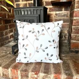 1245. Alnwick Mauve Leaves Embroidered Cushion Cover Various Sizes - thumbnail 1