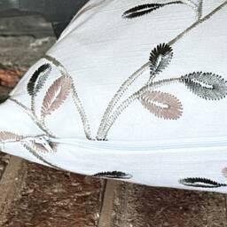 1245. Alnwick Mauve Leaves Embroidered Cushion Cover Various Sizes - thumbnail 2
