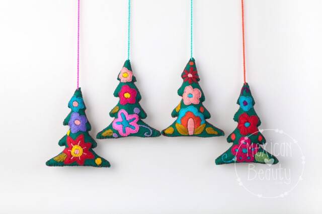 Handmade Mexican Embroidered Christmas Ornaments - Vibrant Decor For A Festive Holiday - image 1