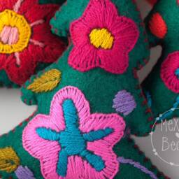 Handmade Mexican Embroidered Christmas Ornaments - Vibrant Decor For A Festive Holiday - thumbnail 2