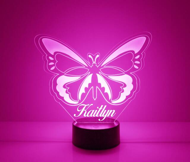 Light Up Butterfly, Custom Engraved Night Light, Personalized Free, 16 Color Options With Remote Control - image 1