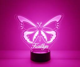 Light Up Butterfly, Custom Engraved Night Light, Personalized Free, 16 Color Options With Remote Control