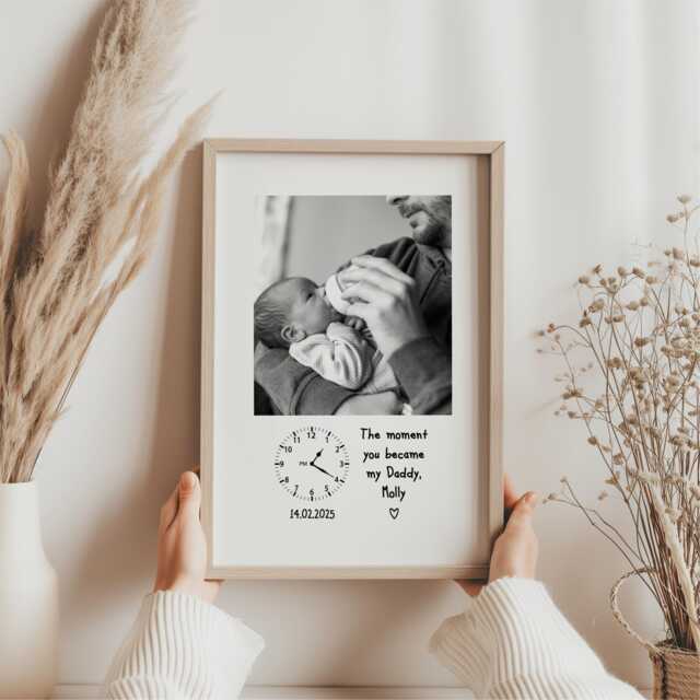 First Fathers Day Gift, Daddy Print, Personalised Photo Frame For Daddy, The Moment You Became My Picture - image 1