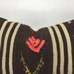 Vintage Turkish Kilim Pillow, Handwoven Lumbar Cushion - 16x24 - thumbnail 3