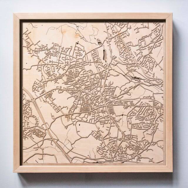 Barnsley Wooden Map - Laser Cut Pinewood Streets, Framed Wall Art - image 1