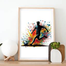 Set Of 3 Soccer Wall Art Prints - - Boys Bedroom Decor Gift Posters Colourful Football Print Poster - thumbnail 2