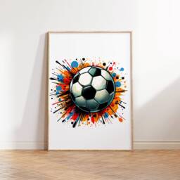 Set Of 3 Soccer Wall Art Prints - - Boys Bedroom Decor Gift Posters Colourful Football Print Poster - thumbnail 3