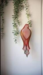 Wire Mesh Bird Sculpture, Colorful Metal Wall Hanging - thumbnail 1
