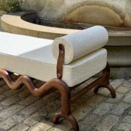 Solid Walnut Boucl?? Day Bed - Luxury Handcrafted UK Furniture Home Decor - thumbnail 4