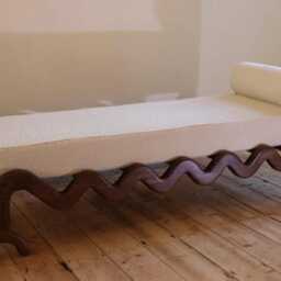 Solid Walnut Boucl?? Day Bed - Luxury Handcrafted UK Furniture Home Decor - thumbnail 3