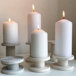 Spiral Pillar Candle Holder Set Of 2, Choose Colour Effects, Handmade - Jesmonite Neutral Home Decor & Gifts - thumbnail 3