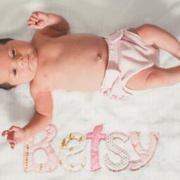 Monogrammed Baby Blanket in Glimmer, Minky & Chenille Personalized With Your Girl's Name Metallic Gold Pink Fabric Letters - thumbnail 4