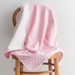 Monogrammed Baby Blanket in Glimmer, Minky & Chenille Personalized With Your Girl's Name Metallic Gold Pink Fabric Letters - thumbnail 3