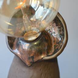 Handmade Ceramic Table Lamp Brown, Rustic Glazed Design, Minimalist Bedside Lighting, Modern Accent Decor - thumbnail 3