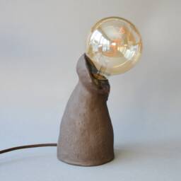 Handmade Ceramic Table Lamp Brown, Rustic Glazed Design, Minimalist Bedside Lighting, Modern Accent Decor - thumbnail 2