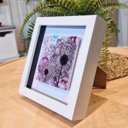 Dandelion Ceramic Wall Art Framed Floral Picture - 17cm - thumbnail 3