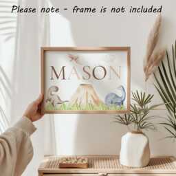 Dinosaur Personalised Baby Boy Nursery Unframed Poster Print, Boys Bedroom Decor, Wall Art - thumbnail 3