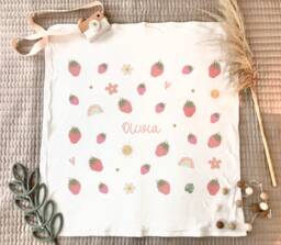 Personalized Strawberry Baby Blanket Floral Nursery Decor - thumbnail 1