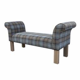 Handmade British Tartan Window Bench - Lana Blue Fabric, Accent Seat