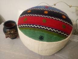 Kilim Ottoman Pillow 20x8 Inches Big Size Pillow Pouf Decorative Handmade Cover Striped Home Decor