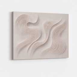Neutral Wavy Textured Canvas Wall Art Abstract Wave Line Beige Taupe Modern Minimalist Aesthetic Decor Living Room Bedroom Office Artwork