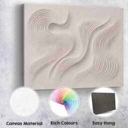 Neutral Wavy Textured Canvas Wall Art Abstract Wave Line Beige Taupe Modern Minimalist Aesthetic Decor Living Room Bedroom Office Artwork - thumbnail 4