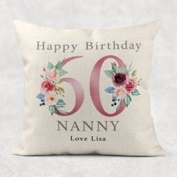 Personalised Floral 18Th Birthday Cushion Rose Linen Pillow Cover - thumbnail 3
