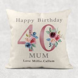 Personalised Floral 18Th Birthday Cushion Rose Linen Pillow Cover - thumbnail 2