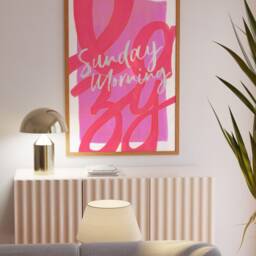 Pink Sunday Morning Typography Print Preppy Maximalist Wall Art - thumbnail 3